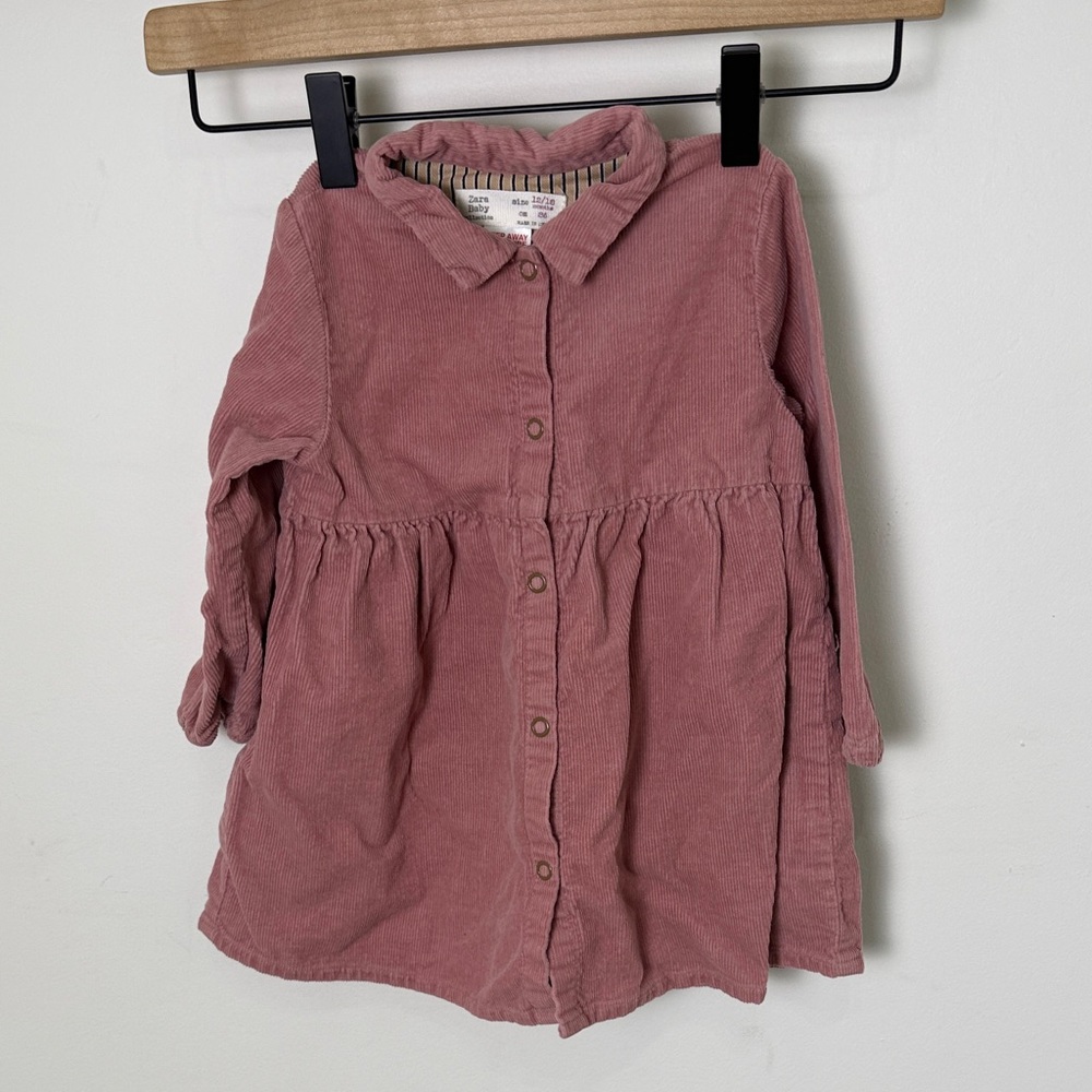 Little Girls' Dusty Rose Corduroy Button-Front Dress